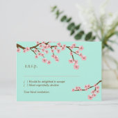 Minze Grün & Rosa Kirschblossom Moderne UAWG RSVP Karte (Stehend Vorderseite)