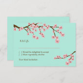 Minze Grün & Rosa Kirschblossom Moderne UAWG RSVP Karte (Vorne/Hinten)