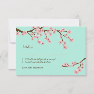 Minze Grün & Rosa Kirschblossom Moderne UAWG RSVP Karte