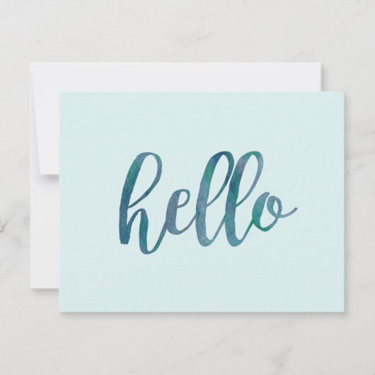Minze Grün und Aquamarine Wasserfarbe Hallo Mitteilungskarte (Vorderseite)