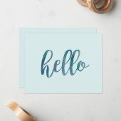 Minze Grün und Aquamarine Wasserfarbe Hallo Mitteilungskarte (Vorderseite/Rückseite Beispiel)