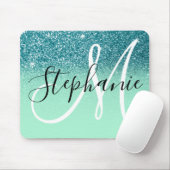 Minze Grün und Aquamariner Glitzer Ombre Sparkle M Mousepad (Mit Mouse)