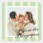 Minze, grün und cremefarbene senkrechte Streifen F Quadratischer Aufkleber (Vorderseite)