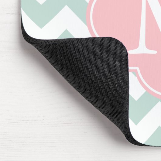 Minze Grün und Rosa Moderne Zickzack Monogramm Mousepad (Ecke)