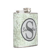 Minze Grün und Sage Grüne Wasserfarbe mit Monogram Flachmann (Rechts)