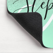 Minze Grün und Silver Glitzer Ombre Monogram Mousepad (Ecke)