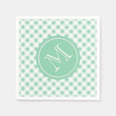 Minze Grün und Weiß Gingham, Ihre Monogramm Serviette (Vorderseite)