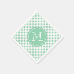 Minze Grün und Weiß Gingham, Ihre Monogramm Serviette