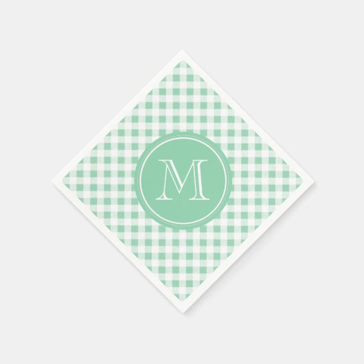Minze Grün und Weiß Gingham, Ihre Monogramm Serviette (Ecke)