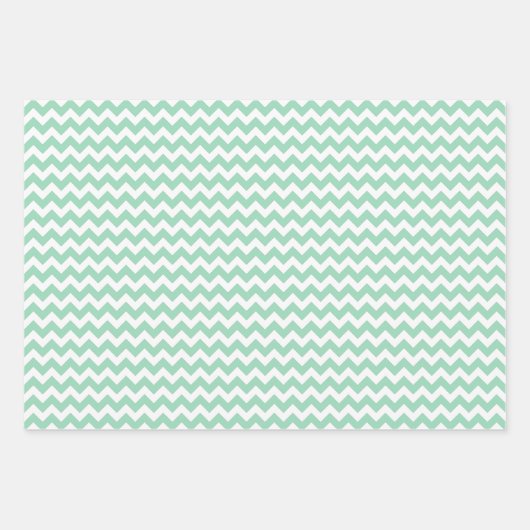 Minze, grün und weiß Streifen Polka Dot Zickzack Geschenkpapier Set (Vorderseite 3)