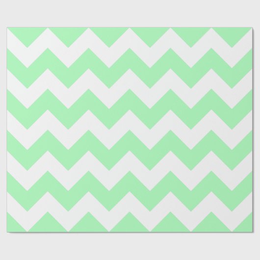 Minze grün und weiß Zickzack Geschenkpapier (Flach)