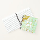 Minze grüne Aquarellfarbe, Goldfetti-Monogramm Notizblock (Innenseite)