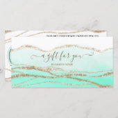 Minze grüne Aquarellfarben Gold Logo Geschenkgutsc (Vorne/Hinten)