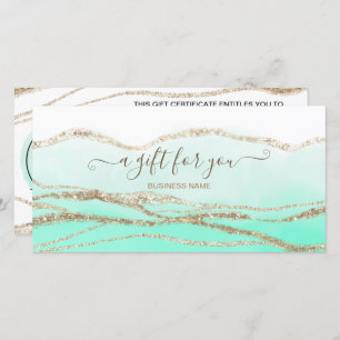 Minze grüne Aquarellfarben Gold Logo Geschenkgutsc