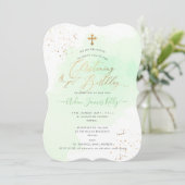 Minze grüne Aquarellfeiern+1. Geburtstag Einladung (Stehend Vorderseite)