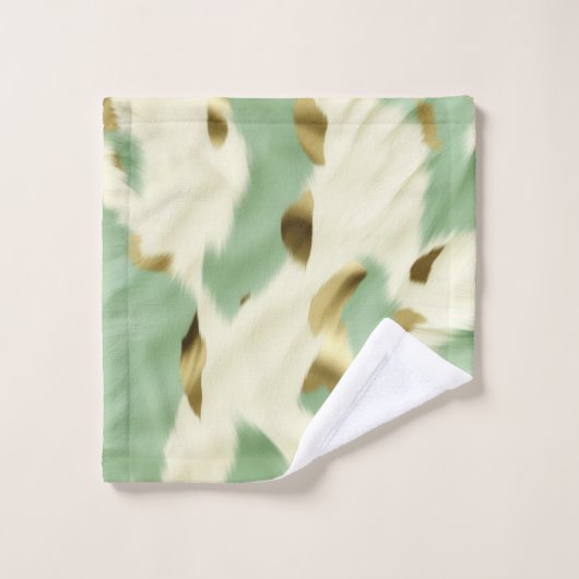 Minze grüne Creme Gold Cowhid Badhandtuch Set (Waschlappen)