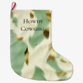 Minze grüne Creme Gold Cowhid Großer Weihnachtsstrumpf (Vorderseite)