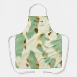 Minze grüne Creme Gold Cowhid Schürze