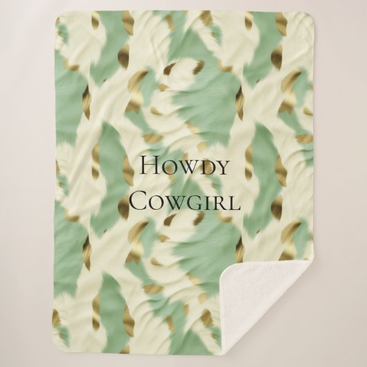 Minze grüne Creme Gold Cowhid Sherpadecke (Vorderseite)