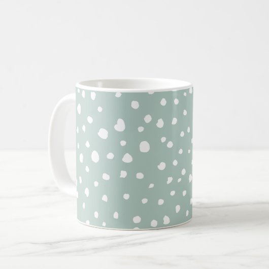 Minze, grüne Dalmatiner, Dalmatiner Punkte, gepunk Kaffeetasse (Vorderseite Links)
