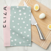 Minze grüne Dalmatiner Punkte, Punkte, Ihr Name Geschirrtuch (Viertel Falte)