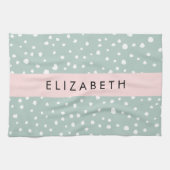Minze grüne Dalmatiner Punkte, Punkte, Ihr Name Geschirrtuch (Horizontal)