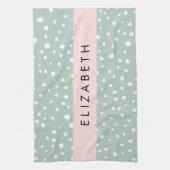 Minze grüne Dalmatiner Punkte, Punkte, Ihr Name Geschirrtuch (Vertikal)