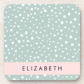 Minze grüne Dalmatiner Punkte, Punkte, Ihr Name Getränkeuntersetzer (Vorderseite)