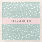 Minze grüne Dalmatiner Punkte, Punkte, Ihr Name Glasuntersetzer (Vorderseite)