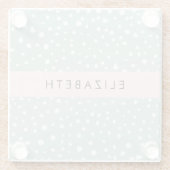 Minze grüne Dalmatiner Punkte, Punkte, Ihr Name Glasuntersetzer (Rückseite)