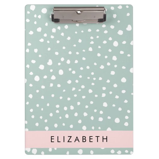Minze grüne Dalmatiner Punkte, Punkte, Ihr Name Klemmbrett (Vorderseite)