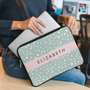 Minze grüne Dalmatiner Punkte, Punkte, Ihr Name Laptopschutzhülle