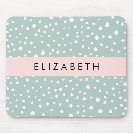 Minze grüne Dalmatiner Punkte, Punkte, Ihr Name Mousepad (Vorne)