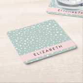 Minze grüne Dalmatiner Punkte, Punkte, Ihr Name Rechteckiger Pappuntersetzer (angewinkelt)