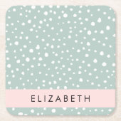 Minze grüne Dalmatiner Punkte, Punkte, Ihr Name Rechteckiger Pappuntersetzer (Vorderseite)