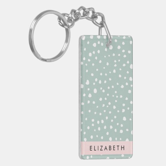 Minze grüne Dalmatiner Punkte, Punkte, Ihr Name Schlüsselanhänger (Vorderseite links)