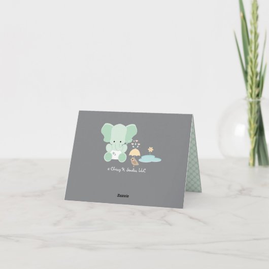 Minze grüne Elephant Diaper Kinderdusche Danke (Rückseite)