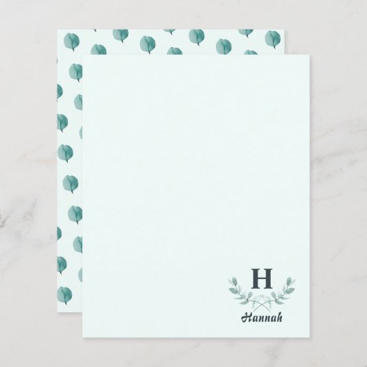 Minze grüne Eukalyptus Branches Letter Monogram (Vorne/Hinten)