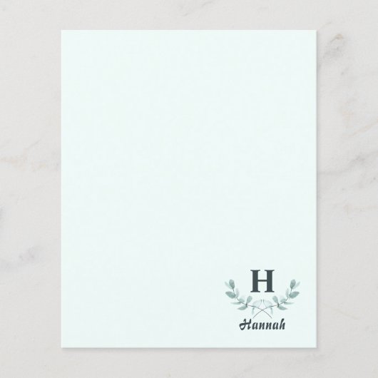 Minze grüne Eukalyptus Branches Letter Monogram (Vorderseite)