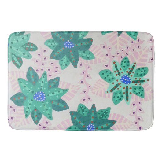 Minze grüne Feiertage Blumendruck Badematte (Vorderseite)