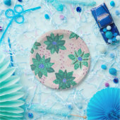 Minze grüne Feiertage Blumendruck Pappteller (Party)