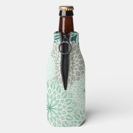 Minze grüne Flasche mit Blumen Cooler Flaschenkühler (Flasche Rückseite)