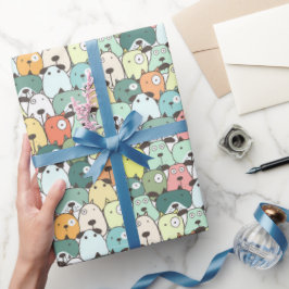 Minze & Grüne gestapelte Hunde Geschenkpapier