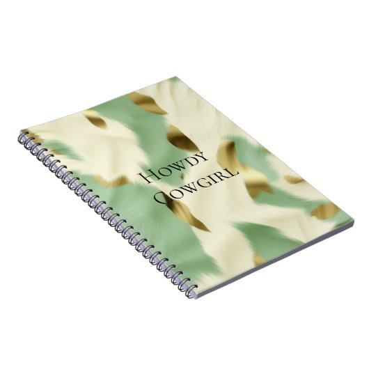 Minze grüne goldene Weiße Kuhide Notizblock (Rechte Seite)