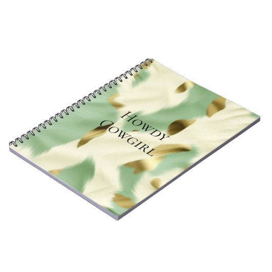 Minze grüne goldene Weiße Kuhide Notizblock (Linke Seite)