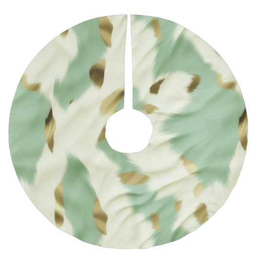 Minze grüne goldene Weiße Kuhide Polyester Weihnachtsbaumdecke (Vorderseite)