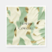 Minze grüne goldene Weiße Kuhide Serviette (Vorderseite)