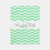 Minze grüne graue Monogramm Name Zickzack halten Fleecedecke (Vorderseite)