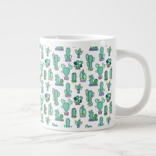 Minze Grüne Kakteen und Sukkulente Pflanze Muster Jumbo-Tasse