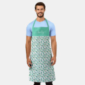 Minze Grüne Kakteen und Sukkulente Pflanze Muster Schürze (Getragen)